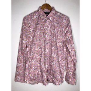 Nick Graham Stretch Slim Fit Medium Long Sleeve Button Pink Floral Shirt